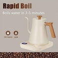 thumbnail image 5 of Electric Gooseneck Kettle, Pour Over Coffee and Tea Kettle, 0.9L Tea Kettle, 1200 Watt Quick Heating, Boil-Dry Protection, Temperature Control, Matte White, 5 of 5