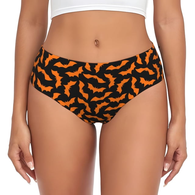 Fotbe Halloween Bat Calzones Estampados para Mujer – Ropa Interior de Algodón, Cómoda, Suave y Elástica-Large