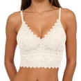 thumbnail image 4 of Jinhomg Women's Lace Padded Bralette Plunge Wireless Longline Bra Breathable Everyday Bras White Free Size, 4 of 9