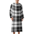 thumbnail image 2 of Plaid Pattern Black And White Plaid Bathrobe Plush Bathrobe Cozy Unisex Winter Bathrobe Warm Water Absorbent, 2 of 9