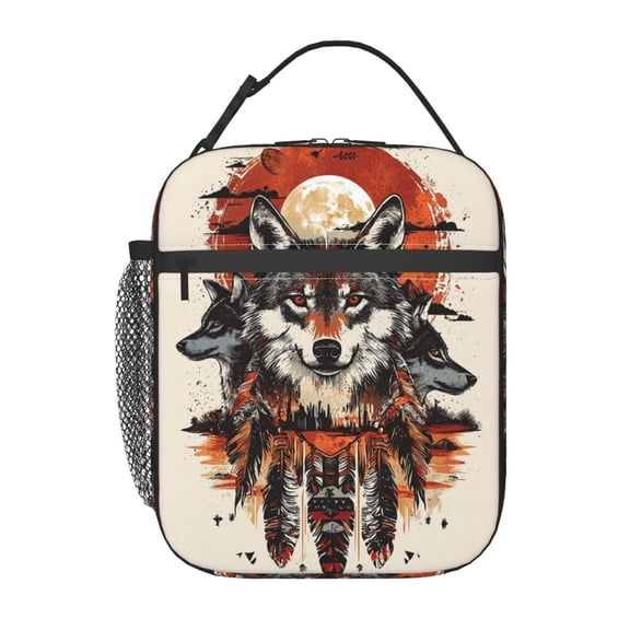 Wolf Lunch Box Reusable Portable Lunch Bag Tote Bag for Work Picnic Hiking