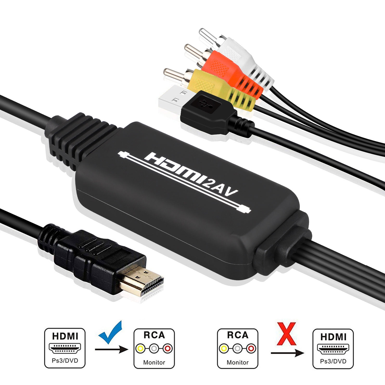 HDMI zu AV 3RCA CVBs Composite Video Audio Kabel Konverter EEEkit HDMI zu RCA