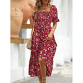 thumbnail image 3 of EASYBRAUS Women Floral Square Neck Puff Sleeve A Line Summer Dress Casual Midi Dress, 3 of 8