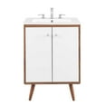 thumbnail image 3 of Modway Transmit 24.5" Modern Wood Bathroom Vanity in Walnut/White, 3 of 11