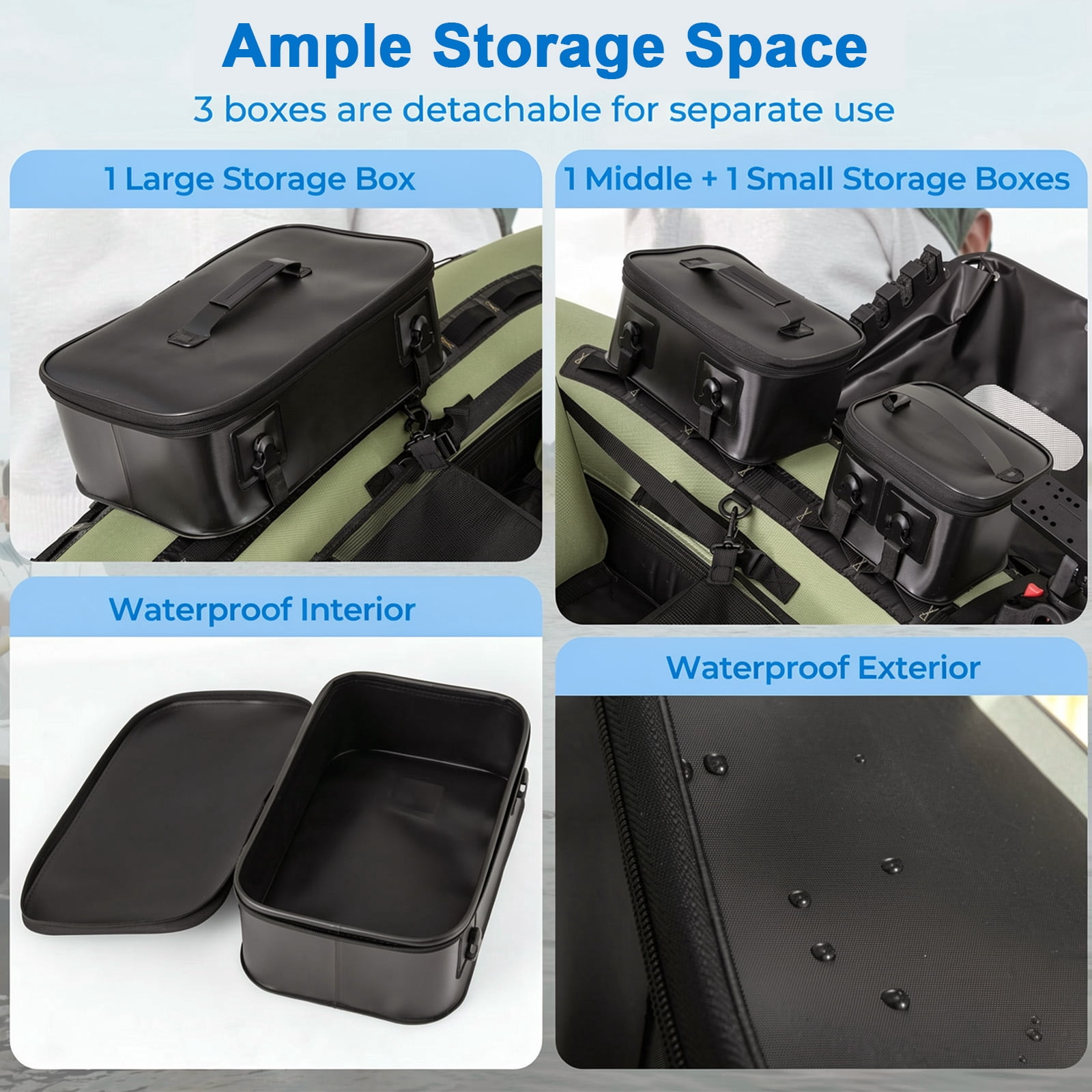 Airfind Inflatable Fishing Boat with 3 Storage Boxes-Green