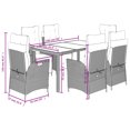 thumbnail image 4 of vidaXL 7 Piece Garden Dining Set with Cushions Grey Poly Rattan, 4 of 5