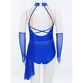 thumbnail image 5 of TTAO Kids Girls Asymmetrical Skirted Leotard Modern Ballet Dance Dress Skating Competition Shiny Camisole Blue 14, 5 of 7