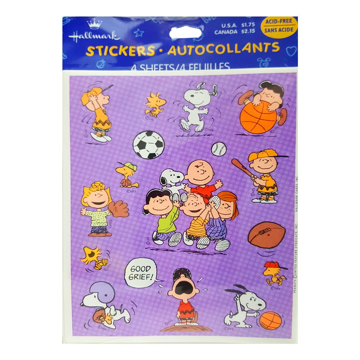 Hallmark Peanuts Gang & Snoopy Sports Team Stickers (4 Sheets Per