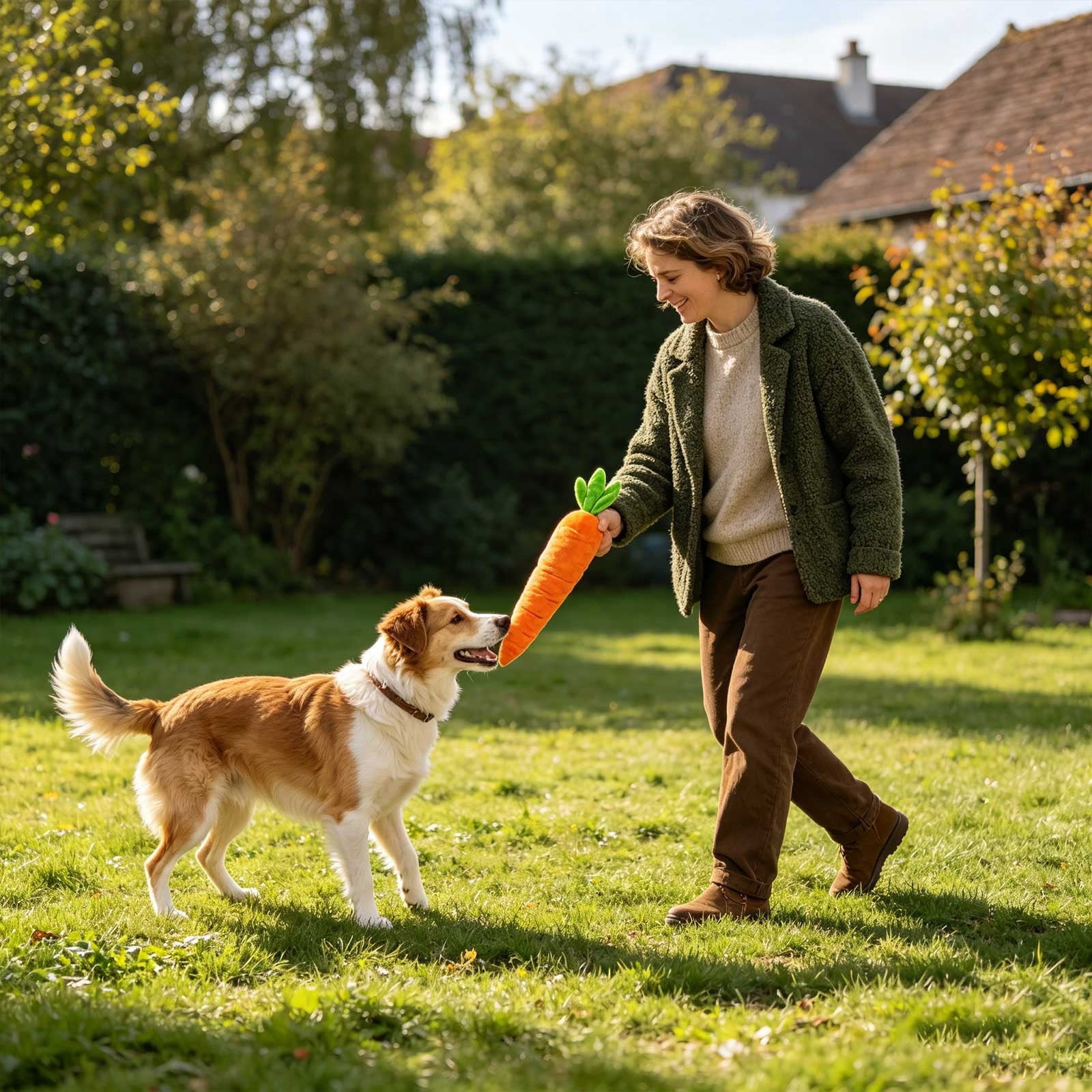 Carrot Dog Toy,Giant Carrot Dog Toy,Giant Carrot Dog Toy with Squeaker-100% Polyester Soft Plush Chew Toy for Small & Medium Dogs, Durable Design for Teething Puppies