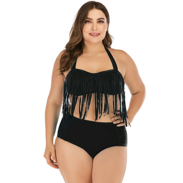 SAYFUT Women's Tassel Padded Fringe Bikini Two Piece Set Plus Swimwear Swimsuit Bathing Suit Walmart.com