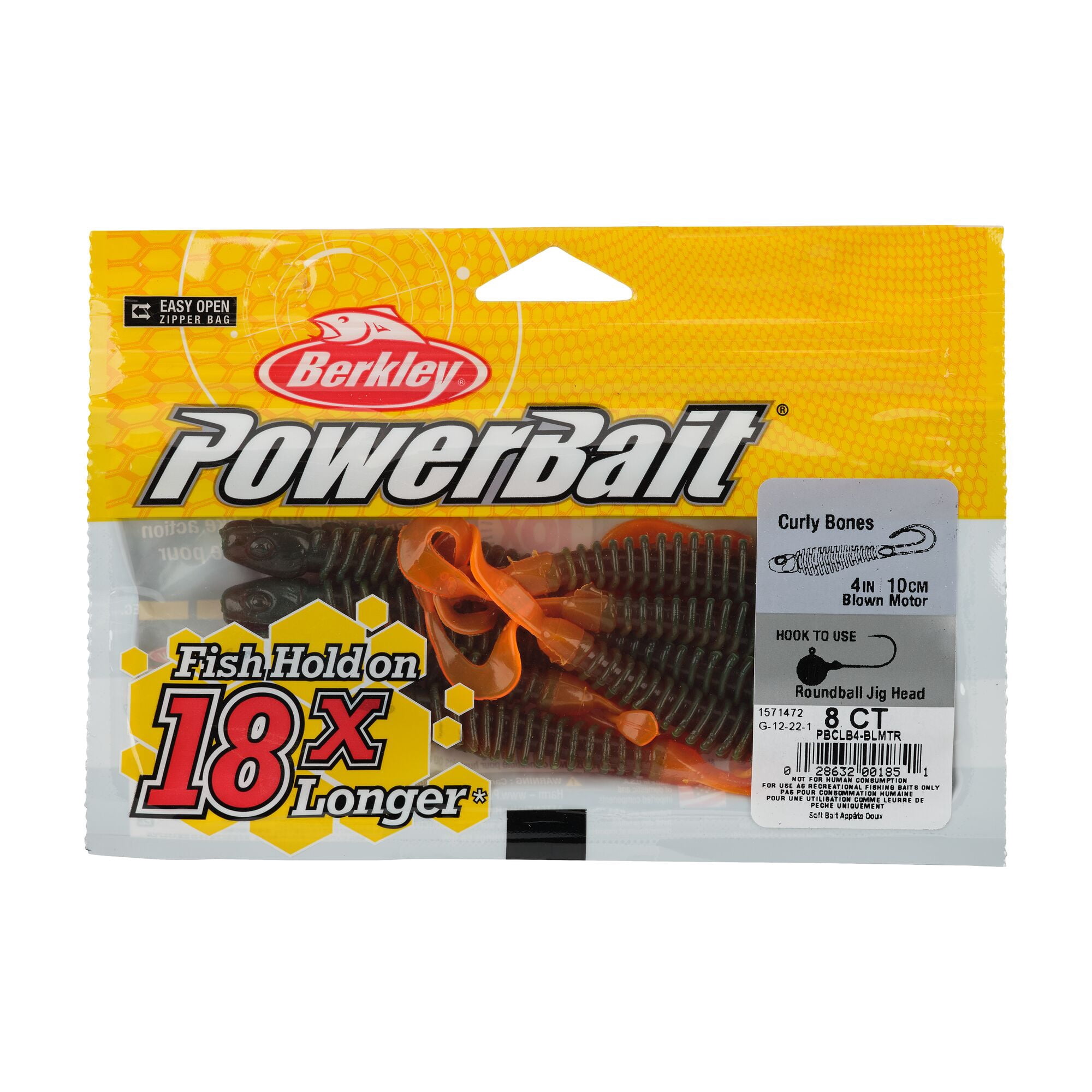 Berkley PowerBait® Curly Bones, 4 in, Swimbaits, Blown Motor (8-count)