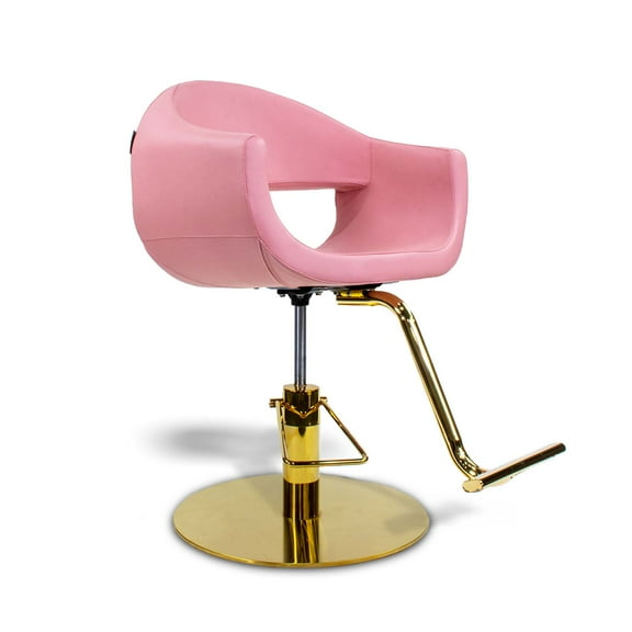 Salon Styling Chair MILLA Pink Seat Gold Base, Beauty Salon Barbershop Hair Studio Professional Furniture and Equipment