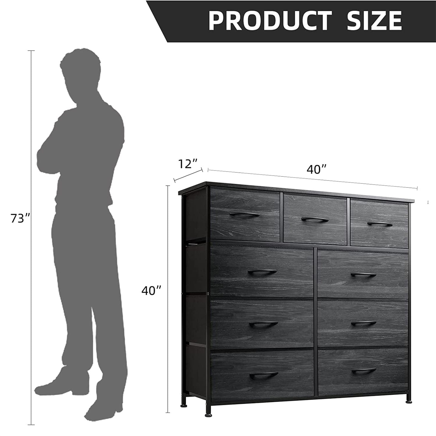 9-Drawer Wood Dresser, 40''H x 40''L x 12''W, Storage Organizer for Closet, Bedroom, Entryway, Nursery - Walmart.com 9-Drawer Wood Dresser, 40''H x 40''L x 12''W, Storage Organizer for Closet, Bedroom, Entryway, Nursery - Walmart.com