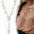 thumbnail image 4 of UDIYO Women's Fashion Korean Style Faux Pearl Flowers Long Necklace Sweater Chain, 4 of 7