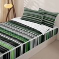 thumbnail image 2 of Castle Fairy Hippie Horizontal Stripe Zipper Queen Comforter Set with Fitted Sheet and 2 Pillowcases,Bohemian Line Zipper Bedding Set,Sage Charcoal White,Reversible, 2 of 7