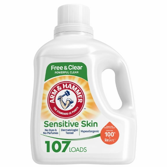 ARM & HAMMER Sensitive Skin Free & Clear, 107 Loads Liquid Laundry Detergent, 160.5 Fl oz