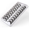 thumbnail image 3 of Kit de 10 pares de pestañas postizas, pestañas postizas 3D, pestañas largas naturales y esponjosas, pestañas postizas de banda suave reutilizables, extensión de pestañas de maquillaje negro de lujo, 3 of 5