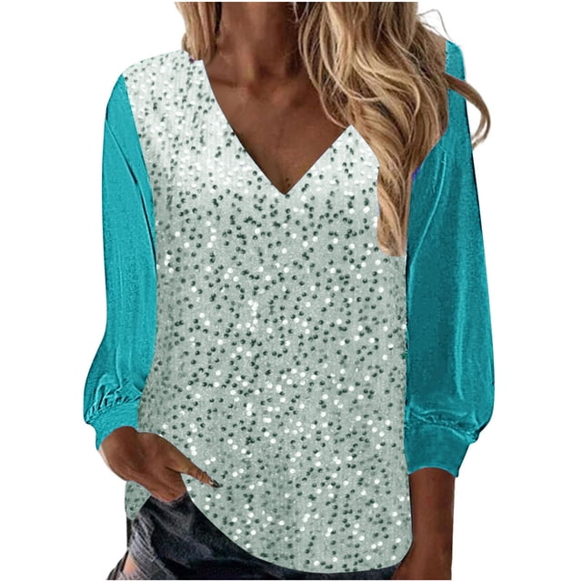Hauts à Manches Longues pour Femmes, Blouse à Manches Longues Unie Col en V, Hauts à Manches Longues pour Femmes, Blouses à Manches Longues pour Femmes, Hauts à Manches Longues pour Femmes