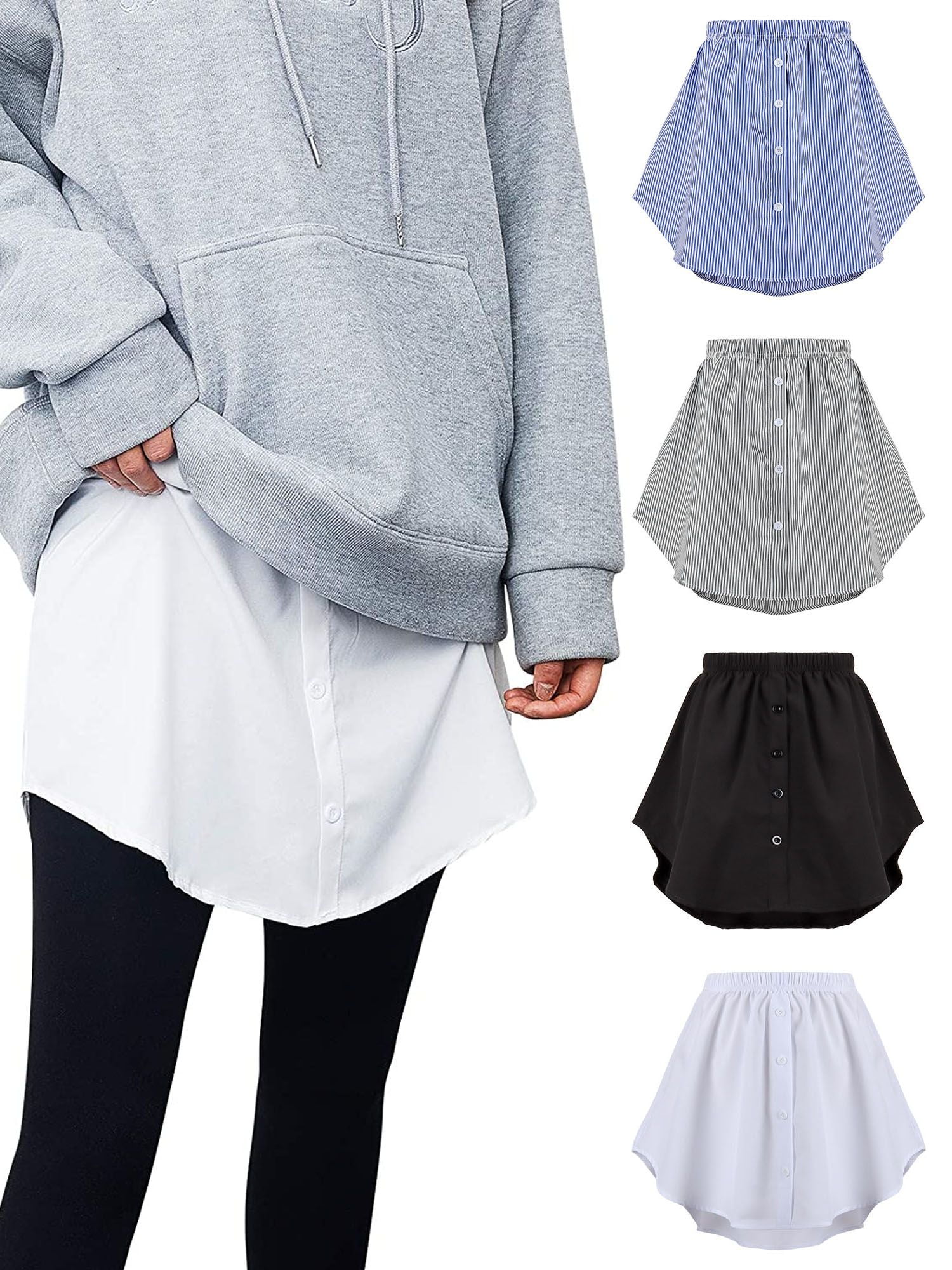 Deago 4 Pcs Shirt Extender for Women Adjustable Layering Fake Top Lower  Sweep Shirt Half Length Mini Skirt (Multicolor, XL) 