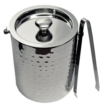 Madrid Collection Ice Bucket and Tong Set Wine Ice Buckets for Parties and Bar Outdoor Camping Silver Ice Buckets with Lid Great for Cocktail Parties, Barware, Serverware, Holding Ice, Wine,