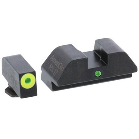 AmeriGlo GL305 i-Dot Night Sight Fits Glock 42/43 Tritium Green w/Lime Outline Front Steel Green Rear