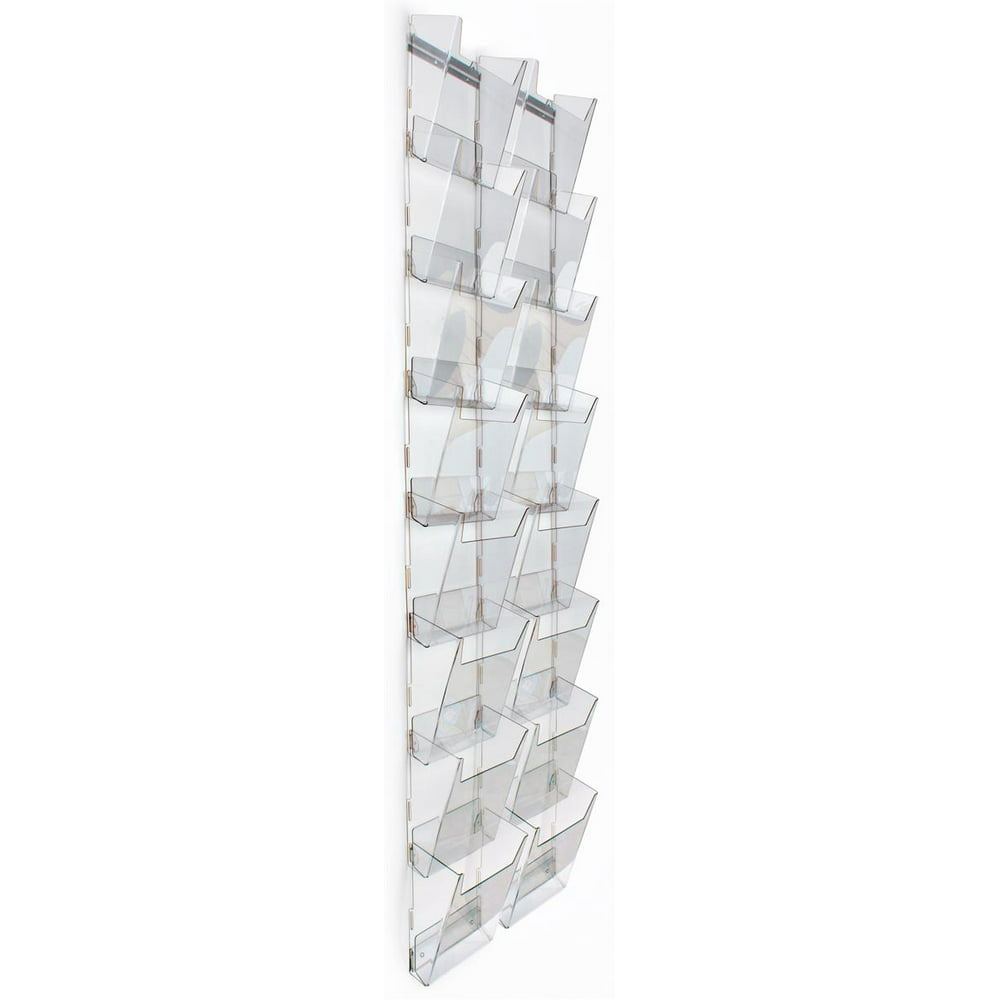 Wall Magazine Rack with 16 Tiered Pockets, 2 Columns of 8, Full View ...