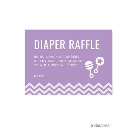 Diaper Raffle Lavender Chevron Baby Shower Games,