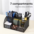thumbnail image 2 of SHBOTO Mesh Desk Organizer Office Supplies Caddy with Pencil Holder and Storage Baskets for Desktop Accessories, 3 Compartments, Black, 2 of 14