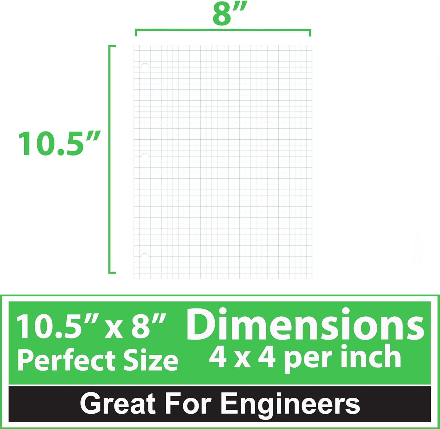 VEEBOOST 150-Sheet Loose Leaf Quad Ruled Graph Paper 56 GSM Graphing Paper, 36-Pack