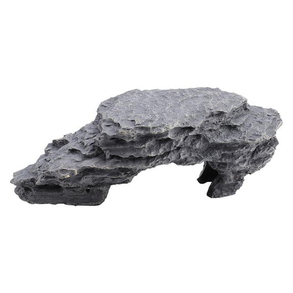 Resin Tortoise Basking Platform Reptile Climbing Ramp Cave Fish Tank Dock Basking Terrace Hideout for Small Amphibians (7.48x3.54x3.15 in / 19x9x8 cm)