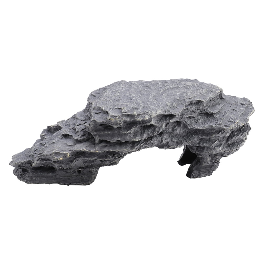 Resin Tortoise Basking Platform Reptile Climbing Ramp Cave Fish Tank Dock Basking Terrace Hideout for Small Amphibians (7.48x3.54x3.15 in / 19x9x8 cm)