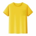 thumbnail image 5 of LIIPEE Girls Boys T-Shirts Summer Solid Color Mesh Short Sleeve Plain Round Neck Tshirts With Pocket Toddler Breathable Daily Wear Tee Shirts,Yellow,7-8 Years, 5 of 5