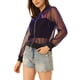 thumbnail image 4 of CHAQUETA BOMBER CHIC INSPIRADA PARA MUJERES, MALLA TRANSPARENTE, BRILLANTE Y LARGA CON MANGAS LARGAS, CIERRE, COLOR PÚRPURA, 4 of 6