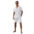 thumbnail image 6 of COOFANDY Men Guayabera Shirt Sets Casual Button-Down Short Sleeve Vacation Outfit, 6 of 7