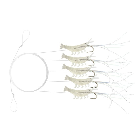 Tsunami Shrimp Fishing Rig 1'' – Glow, 5-Pack