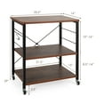 thumbnail image 3 of Costway 3-Tier Kitchen Baker's Rack Microwave Oven Storage Cart w/ Hooks Rustic, 3 of 11