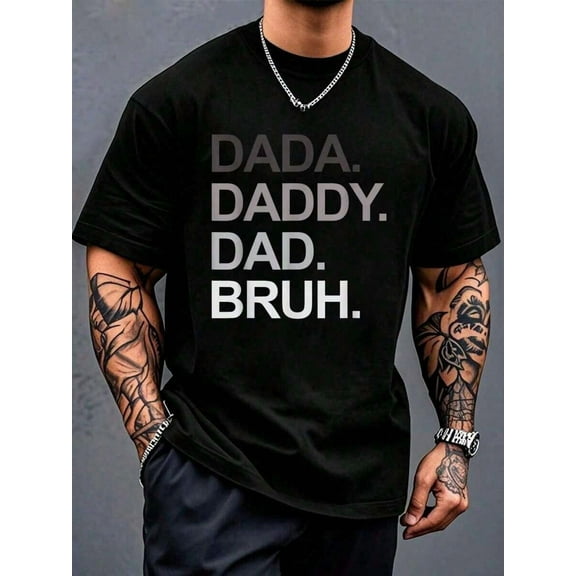 Dada Daddy Dad Bruh Funny Husband Dad Father's Day Mens T-Shirt Print T-Shirt Casual Crew Neck Short Sleeve Comfort Tee Top For Spring & Summer Men's Clothing  Leisure  Men Tops