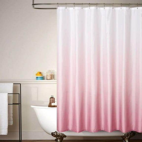 Ombre Shower Curtain for Bathroom,Modern Ombre Texture Fabric Waterproof Shower Curtain,72 x 72 Inches,Pink