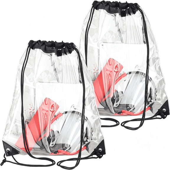 GASTROPOD 2 Pieces Clear Drawstring Bags,Waterproof Small Clear Bag for Stadium Colleges Sport Event Work Concert Security Approved Clear Bag for Stadium Events