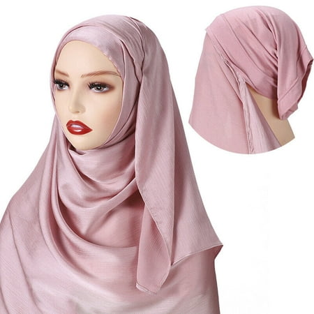 

Women Muslim Hijab Headscarf With Inner Bonnet Cap Instant Turban Wrap Amira Hat