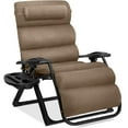 thumbnail image 3 of Best Choice Products Oversized Zero Gravity Chair, Folding Recliner w/ Removable Cushion, Side Tray - Taupe, 3 of 9