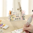 thumbnail image 7 of WOBOGO Vintage Film Camera Pattern Acrylic Pen Holder 4 Compartments Clear Pencil Organizer Makeup Brush Storage Case, 7 of 7
