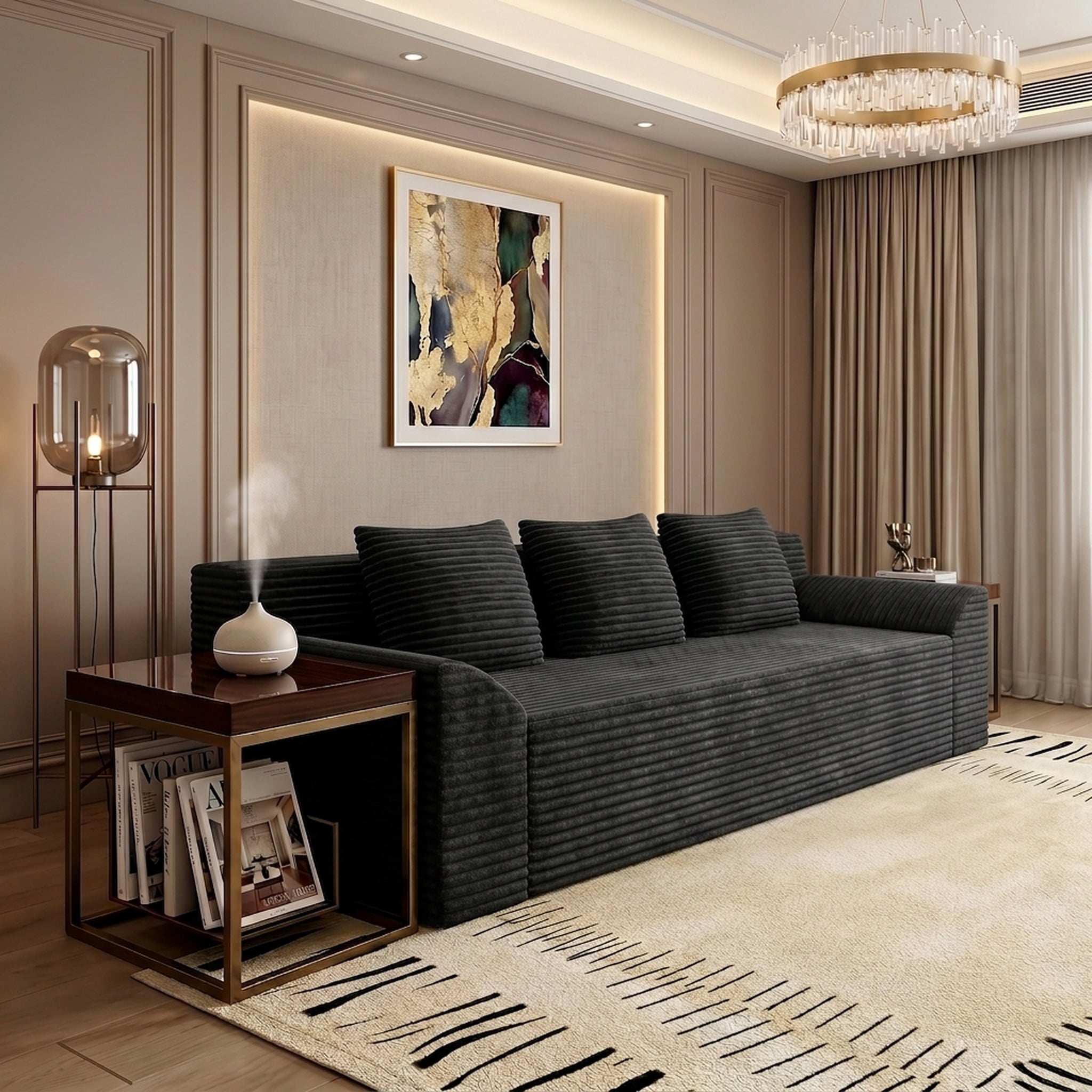 71" Modern Corduroy Small Loveseat, Cloud Memory Foam Compressed Couch in a Box, Boneless Space-Saving Sofa for Living Room Bedroom Apartment, No Assembly