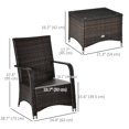 thumbnail image 3 of Outsunny 3 Piece Rattan Patio Furniture Set Bistro Set w/ Cover, Cream, 3 of 10
