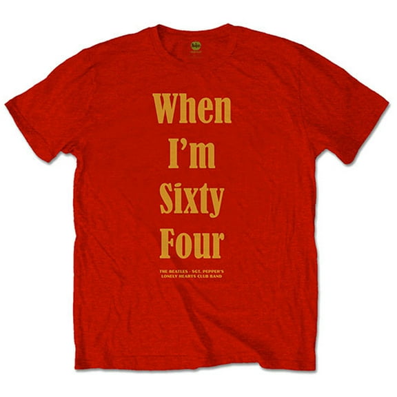 Men's Beatles When I'm Sixty Four (Back Print) Slim Fit T-shirt Small Red