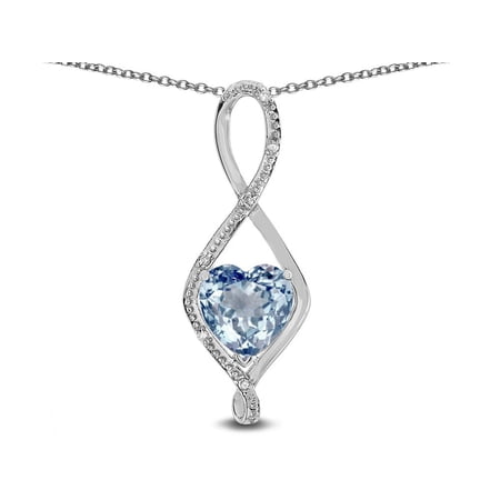 Star K� 8mm Genuine Sky Blue Topaz Heart Infinity Loop Pendant Necklace