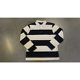 thumbnail image 4 of By Mullay Men's Striped Rugby Shirt - Long Sleeve Cotton Polo - Classic Collared Casual Golf Shirt, Black/White, M, 4 of 4