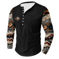 thumbnail image 3 of Miluxas Mens Distressed Henley Shirts Vintage Long Sleeve Shirts Casual Button Down V Neck T Shirts for Men Black, 3 of 4