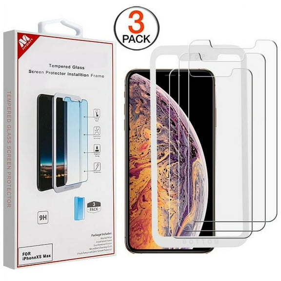 Screen Protector for Apple iPhone XS Max [3 Pack] Tempered Glass Screen Protector 3D Touch [Case Friendly] [Alignment Frame Easy Installation] Compatible with Apple iPhone XS Max (6.5 inch)