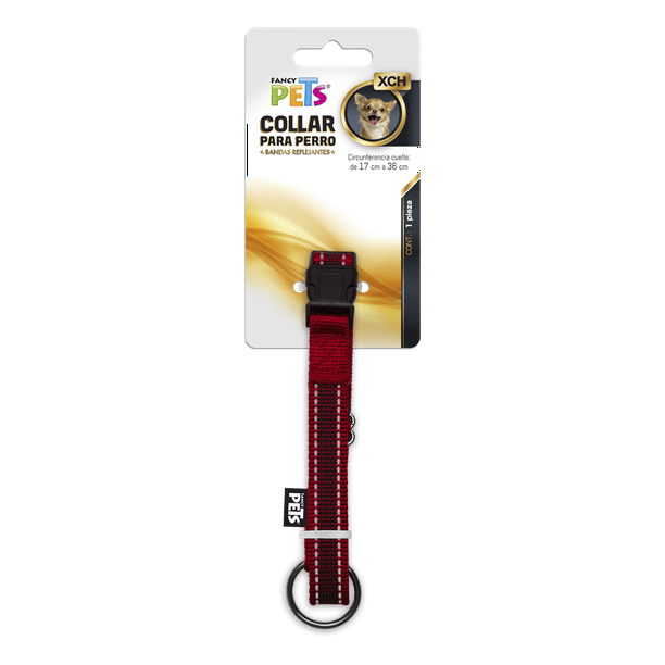 Collar Xch para perro C/Ultra Grip Y Bandas Reflejantes Rojo Fancy Pets XCH